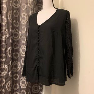 Amaryllis Black Sheer Lace Blouse